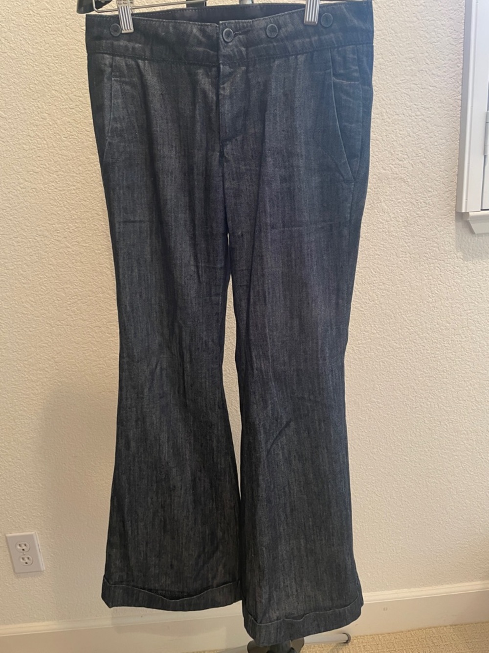 Banana Republic Women's Blue Denim Cuffed Flare Jeans